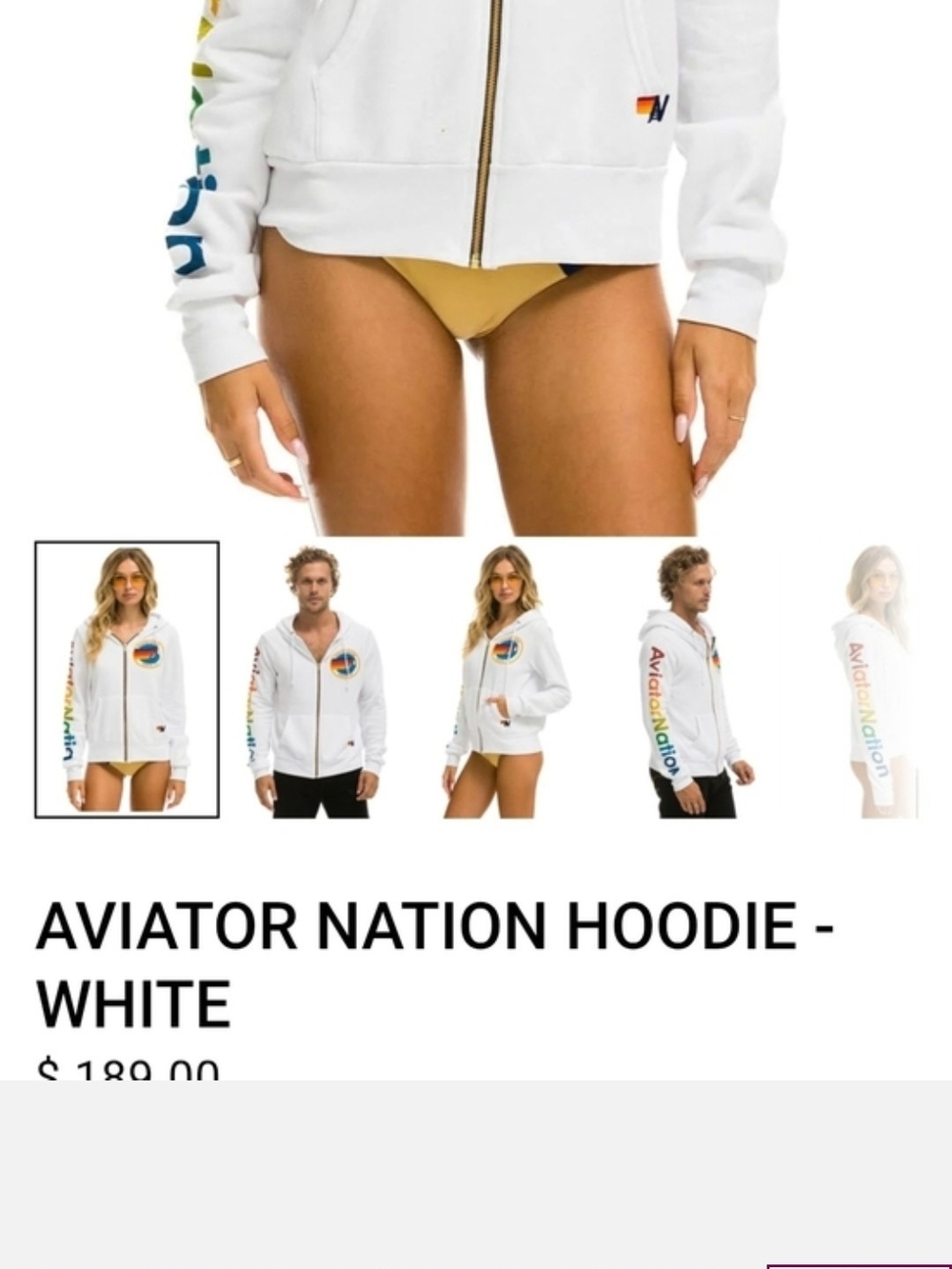 Women's White Zip-Up Hoodie